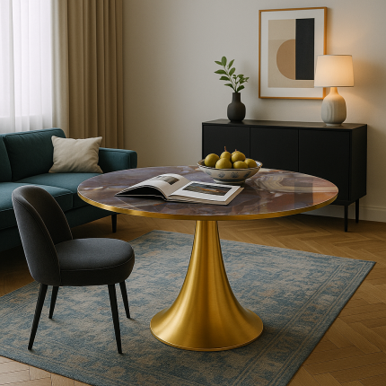 Eettafel Grande Possibilita Ø120cm agaateffect Kare Design Eettafel Grande Possibilita Ø120cm agaateffect Kare Design