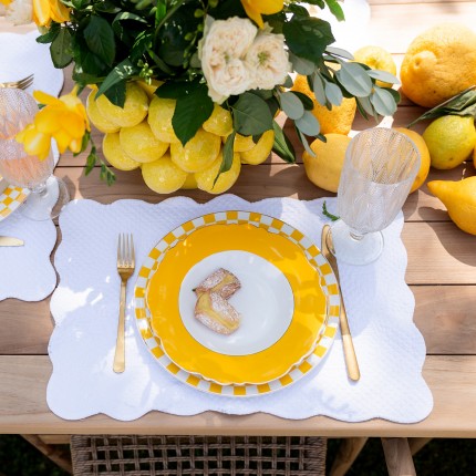Plate Deep Harlequin Ø23cm yellow (6/set) Kare Design