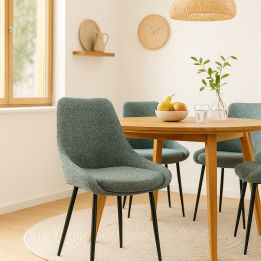 Geweven stoel in grijs, blauw en beige - East Side Melange - Kare Design