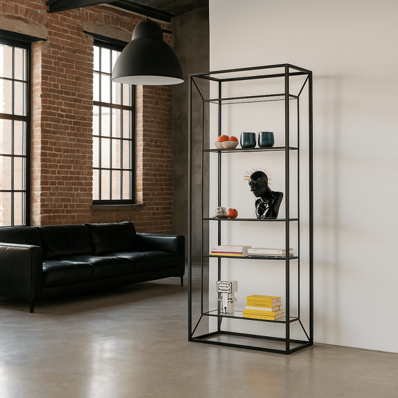 Schap van zwart staal en glas - Corinne - Kare Design