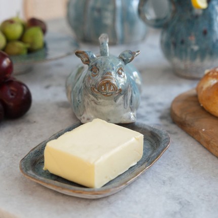 Botervloot Mina blauw varken Kare Design