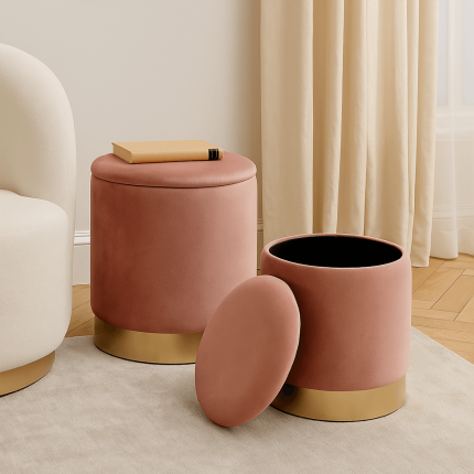 Poef koffer Cherry roze messing (2/Set) Kare Design Poef koffer Cherry roze messing (2/Set) Kare Design