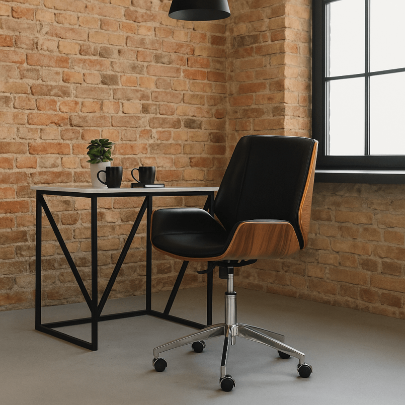 Zwarte draaistoel met wielen - Rouven - Kare Design