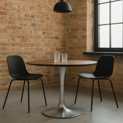 Table Invitation Ø120cm walnut and zinc Kare Design