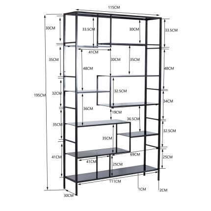 Bookshelf Loft Bubble 195x115cm zwart Kare Design