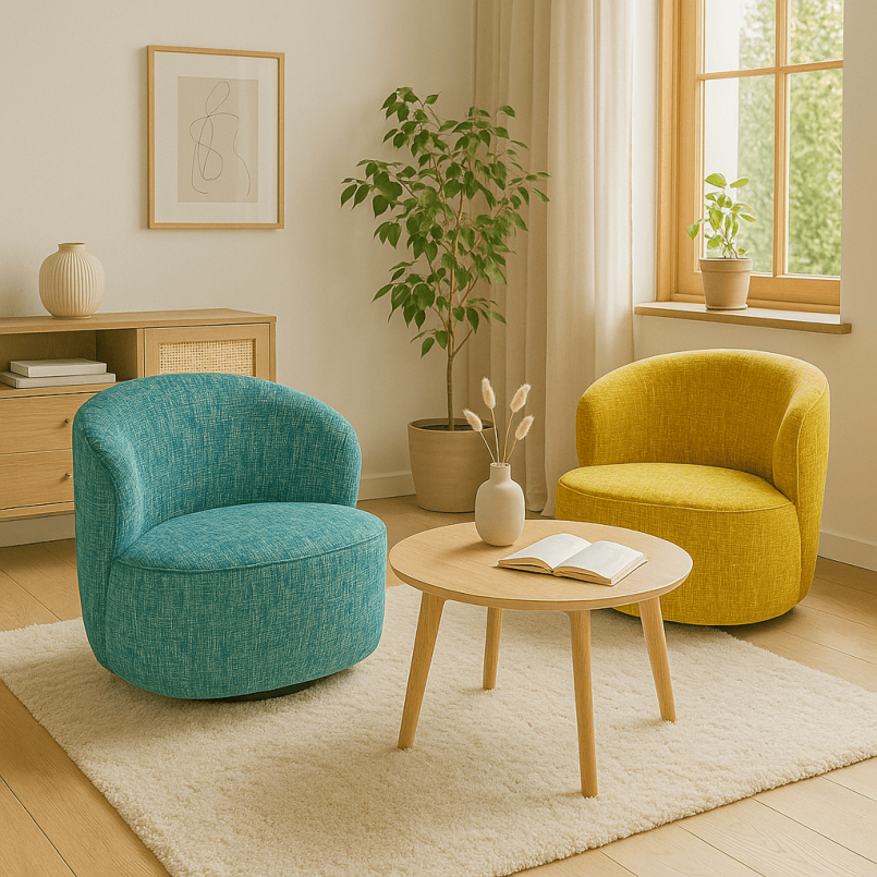 Swivel Armchair Ellie yellow Kare Design