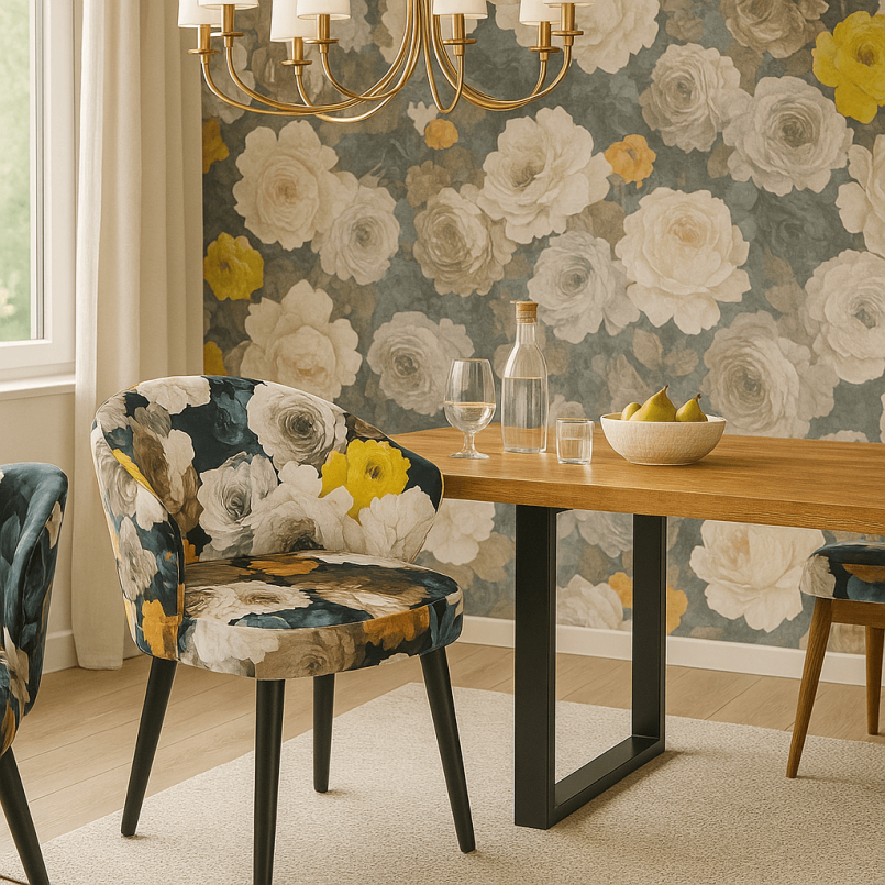 Stoel met armleuningen met bloemen - Pioenen - Kare design