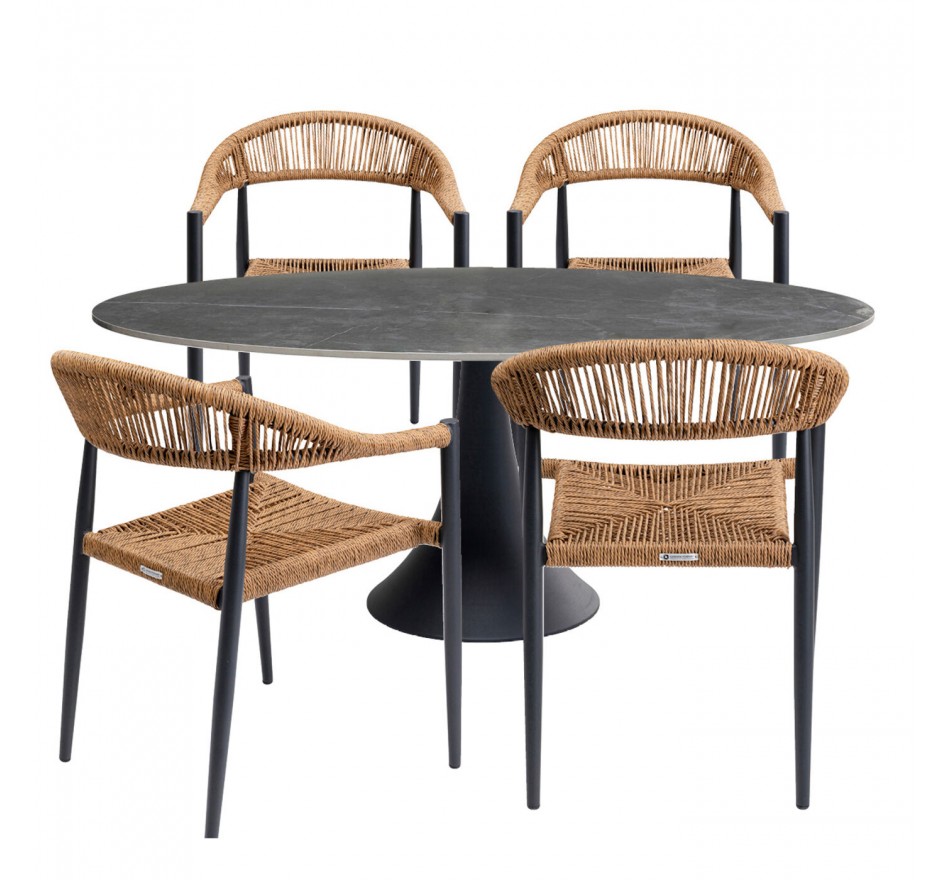 Tuinmeubilair Possibilita tafel 180cm en 4 stoelen nature Kare Design Tuinmeubilair Possibilita tafel 180cm en 4 stoelen nature Kare Design