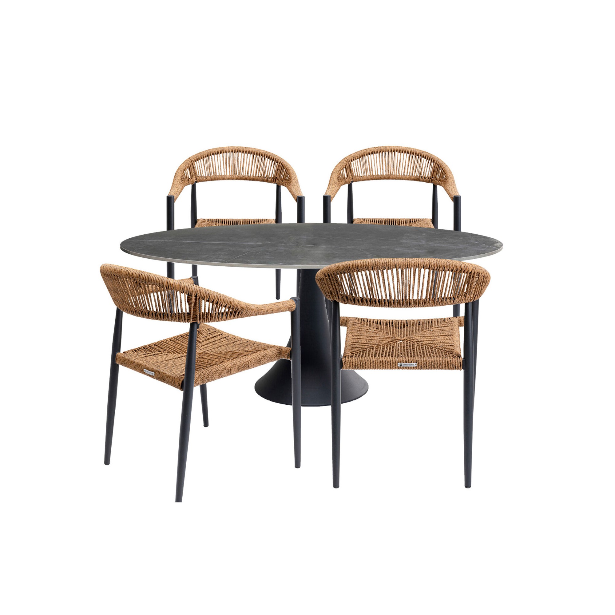 Tuinmeubilair Possibilita tafel 180cm en 4 stoelen nature Kare Design