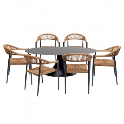 Tuinmeubilair Possibilita tafel 220cm en 6 stoelen nature Kare Design
