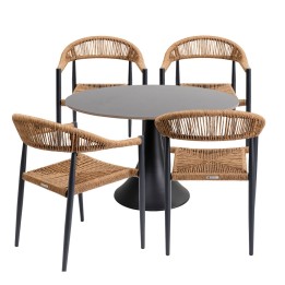 Outdoor set Grande Possibilita table 120cm and 4 chairs nature Kare Design