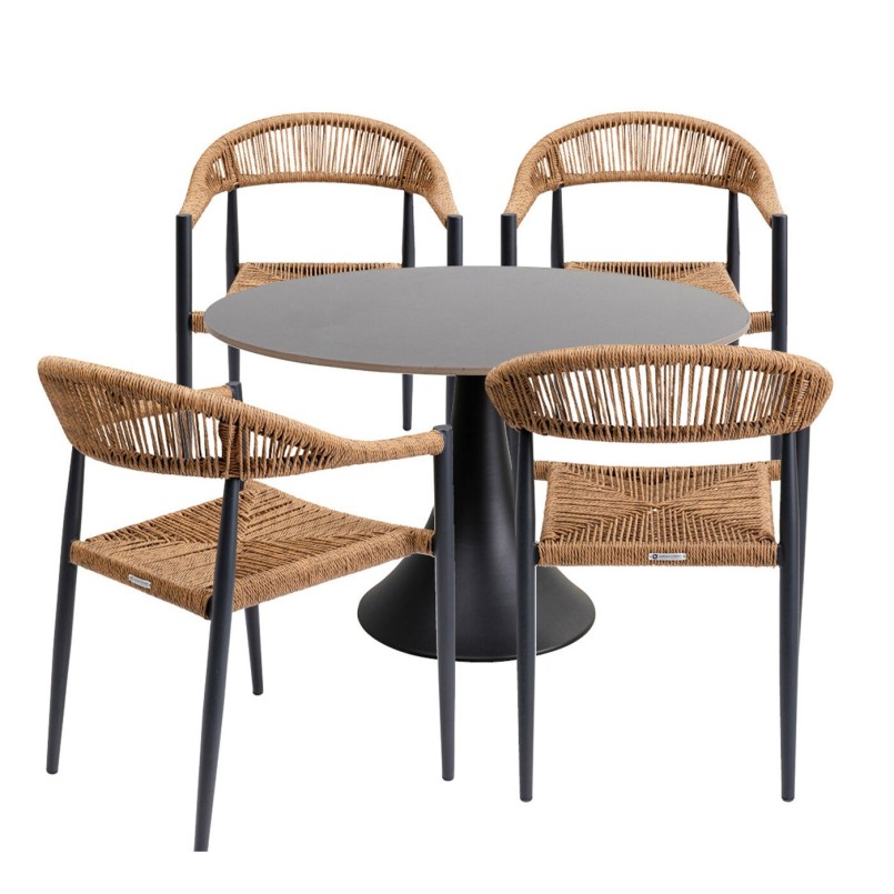 Tuinmeubilair Grande Possibilita tafel 120cm en 4 stoelen nature Kare Design