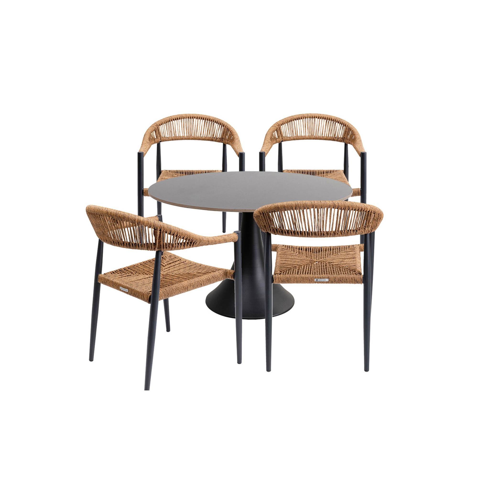 Tuinmeubilair Possibilita tafel 120cm en 4 stoelen nature Kare Design