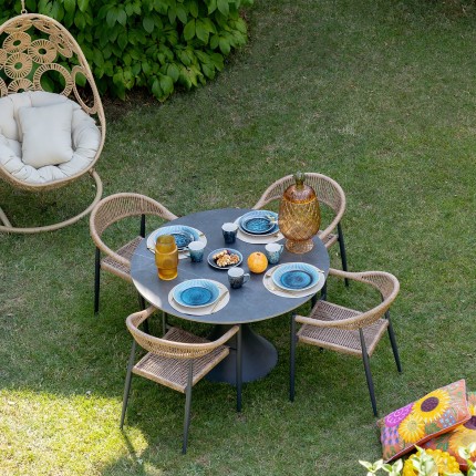 Tuinmeubilair Possibilita tafel 180cm en 4 stoelen nature Kare Design