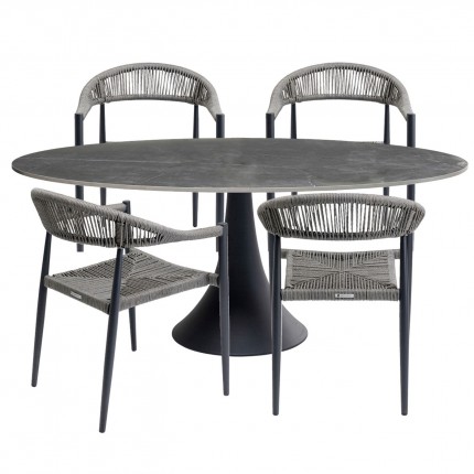 Tuinmeubilair Possibilita tafel 180cm en 4 stoelen grijs Kare Design
