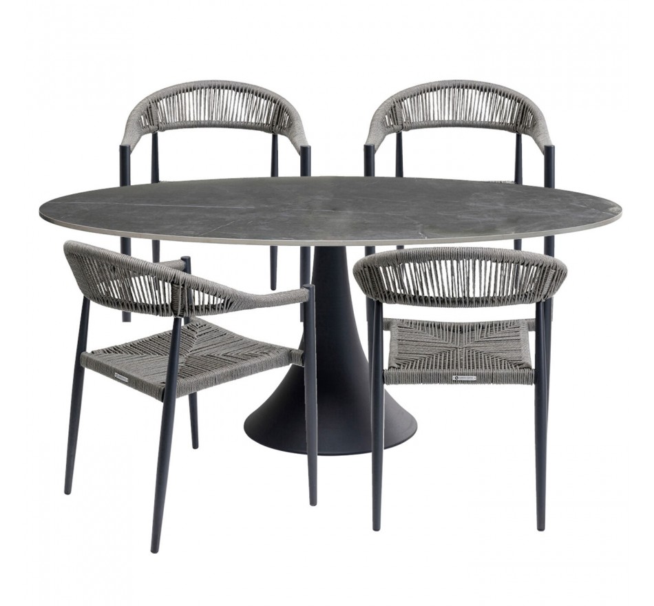 Tuinmeubilair Possibilita tafel 180cm en 4 stoelen grijs Kare Design Tuinmeubilair Possibilita tafel 180cm en 4 stoelen grijs Kare Design