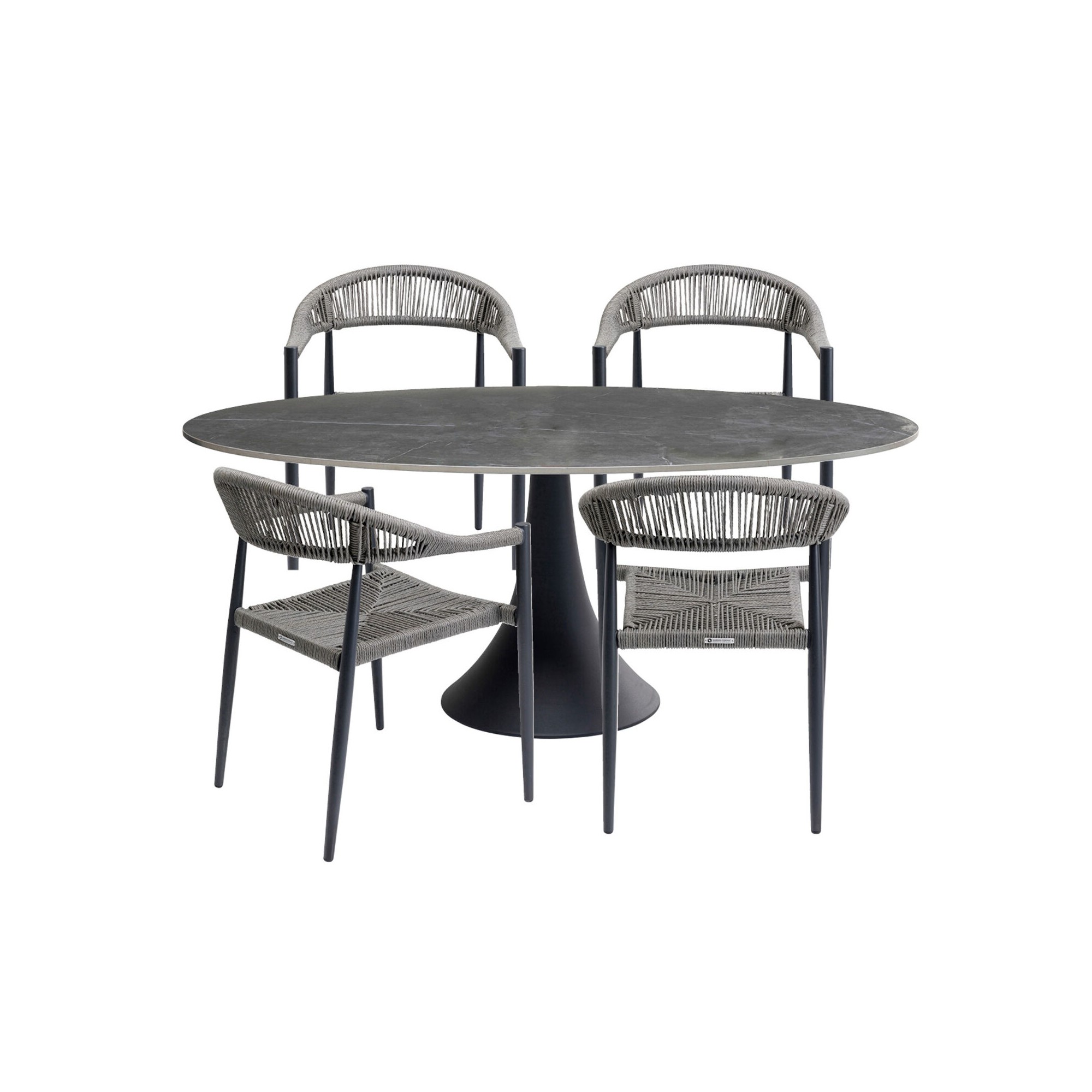 Tuinmeubilair Possibilita tafel 180cm en 4 stoelen grijs Kare Design
