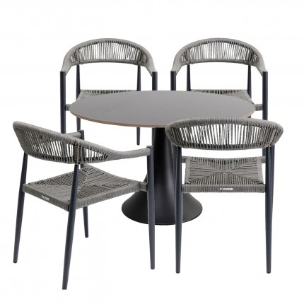 Tuinmeubilair Possibilita tafel 120cm en 4 stoelen grijs Kare Design