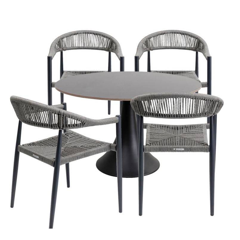 Tuinmeubilair Grande Possibilita tafel 120cm en 4 stoelen grijs Kare Design