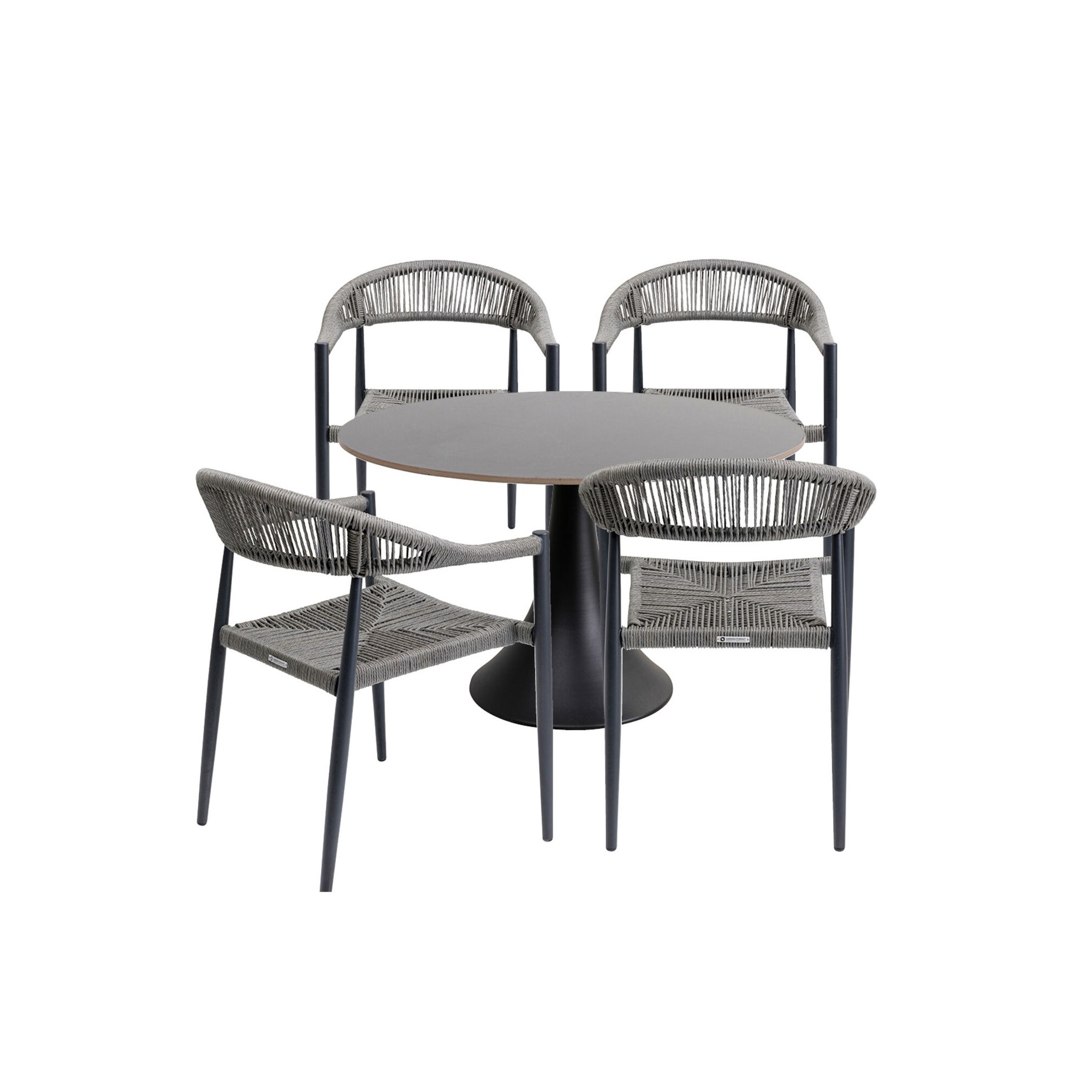 Tuinmeubilair Possibilita tafel 120cm en 4 stoelen grijs Kare Design