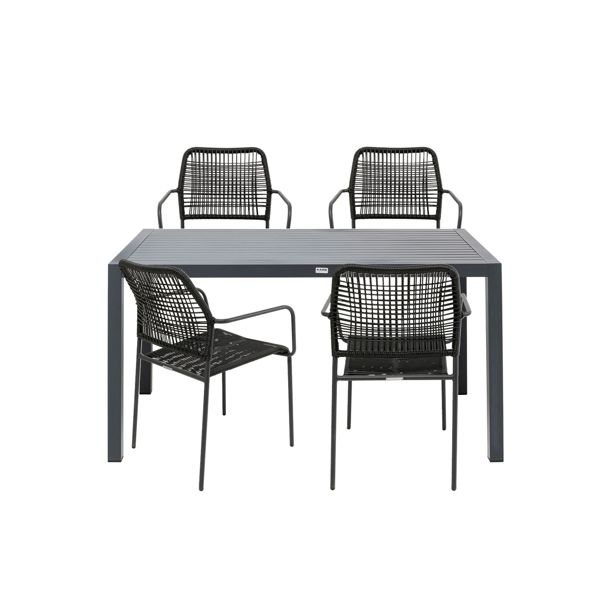 Tuinmeubilair Madagascar tafel en 4 stoelen antraciet Kare Design