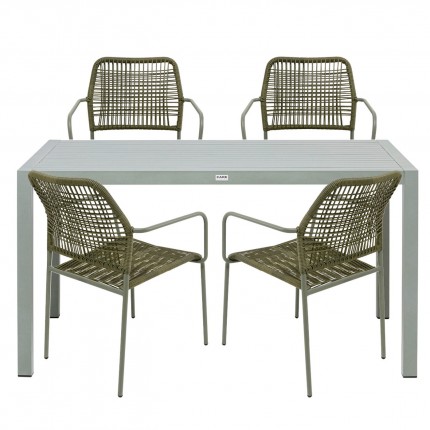 Outdoor set Madagascar table and 4 chairs green Kare Design