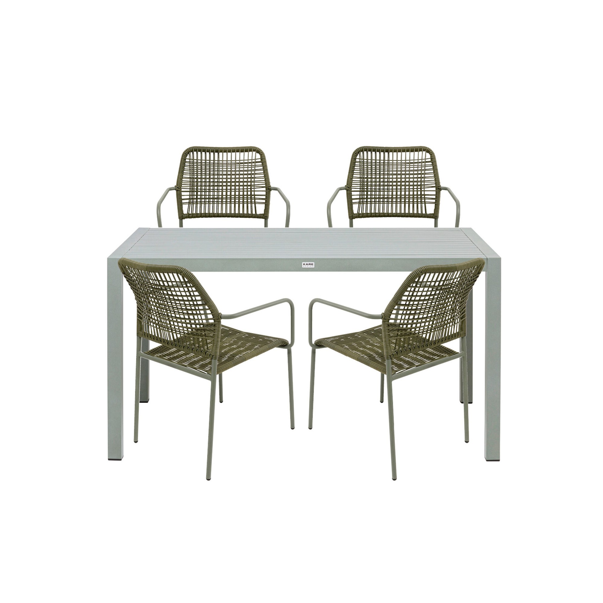 Outdoor set Madagascar table and 4 chairs green Kare Design