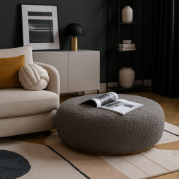 Grijze gekrulde poef - Pebble - Kare Design