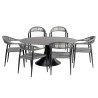 Tuinmeubilair Grande Possibilita tafel 220cm en 6 stoelen grijs Kare Design