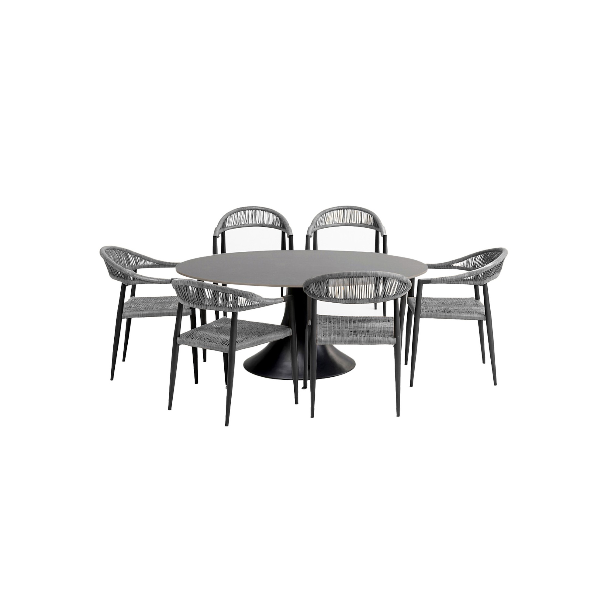 Tuinmeubilair Possibilita tafel 220cm en 6 stoelen grijs Kare Design