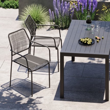 Tuinmeubilair Madagascar tafel en 4 stoelen zwart Kare Design