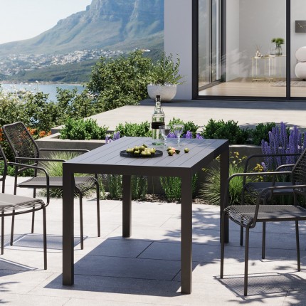 Tuinmeubilair Madagascar tafel en 4 stoelen zwart Kare Design