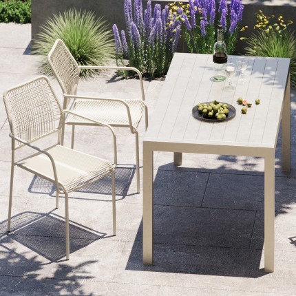 Tuinmeubilair Madagascar tafel en 4 stoelen grijs Kare Design