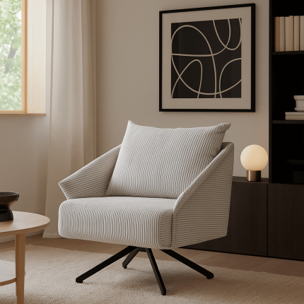 Draaifauteuil Milo fluweel beige Kare Design