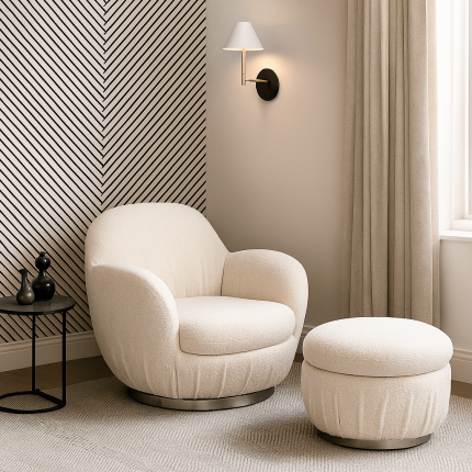 Draaifauteuil Nube Boucle creme Kare Design Draaifauteuil Nube Boucle creme Kare Design