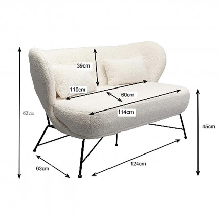 Sofa Jacky Teddy 2-Zits wit Kare Design