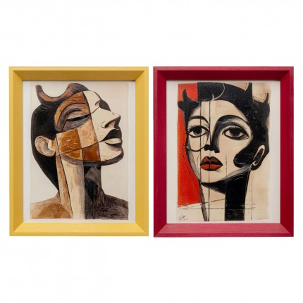 Schilderij  gemoderniseerde portretten (2/Set) Kare Design