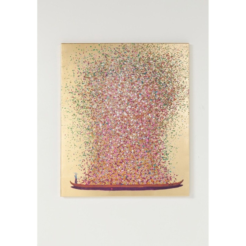 Tableau sur toile Flower Boat doré-fuchsia Pink 40