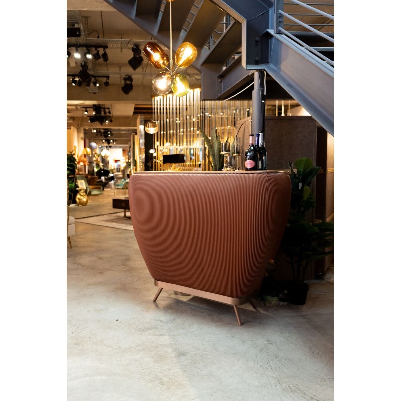 Vintage bar in walnut and imitation leather - Rio - Kare Design
