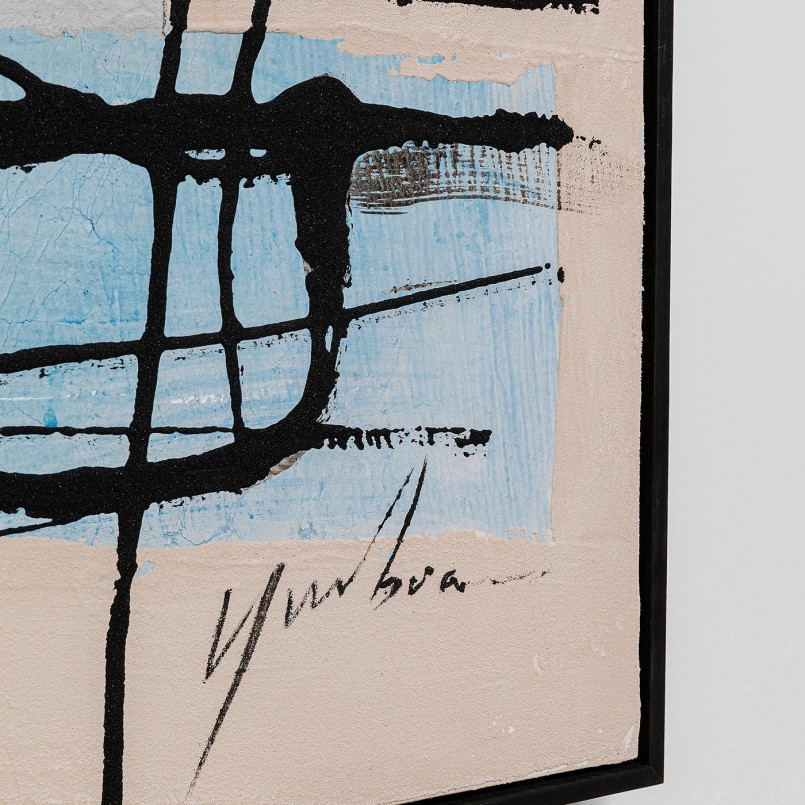 Blauw en beige abstract canvas - Stof - Kare Design