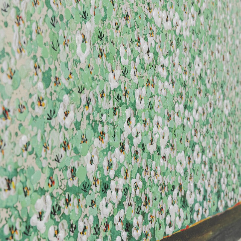 Bloemenschilderij pirogue beige en groen - Touched - Kare Design