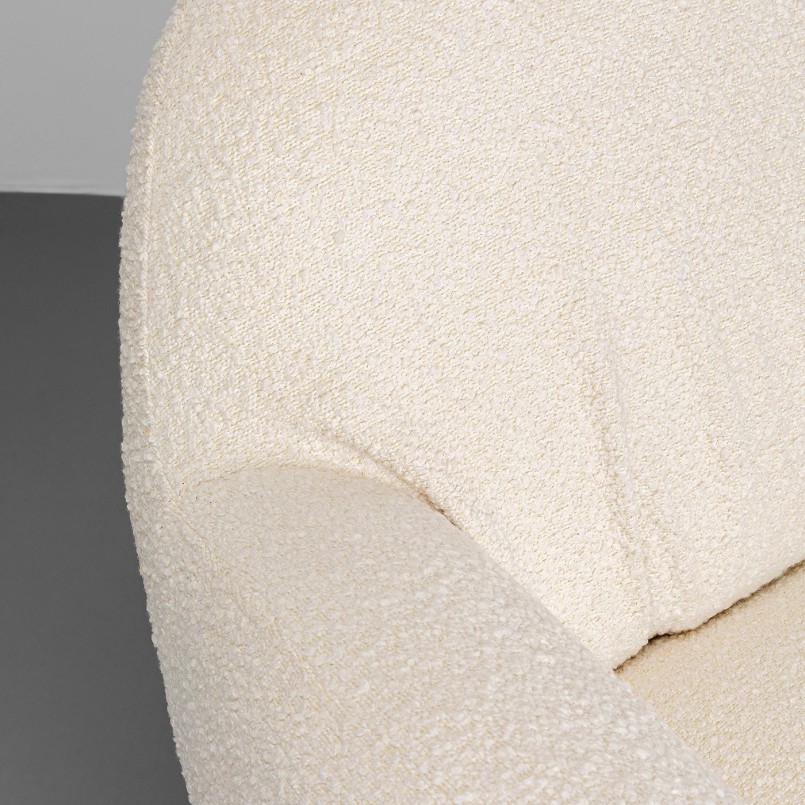 Crème gekrulde draaifauteuil met armleuningen - Nube - Kare Design