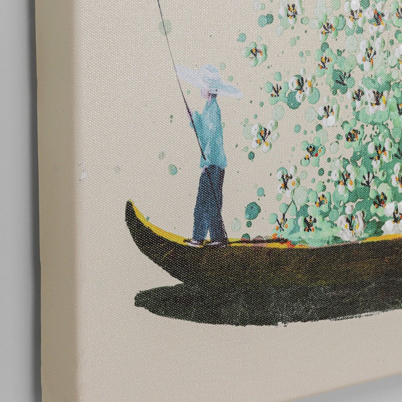 Picture Touched Flower Boat 40x50cm beige and green Kare Design