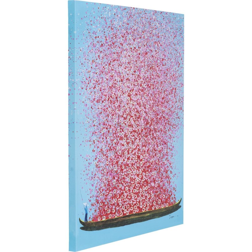 Picture Touched Flower Boat 30x40cm blue and pink Kare Design