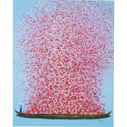 Schilderij Flower Boat 30x40cm blauw en roze Kare Design