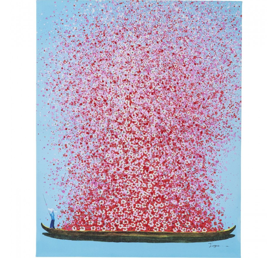 Schilderij Flower Boat 30x40cm blauw en roze Kare Design Schilderij Flower Boat 30x40cm blauw en roze Kare Design