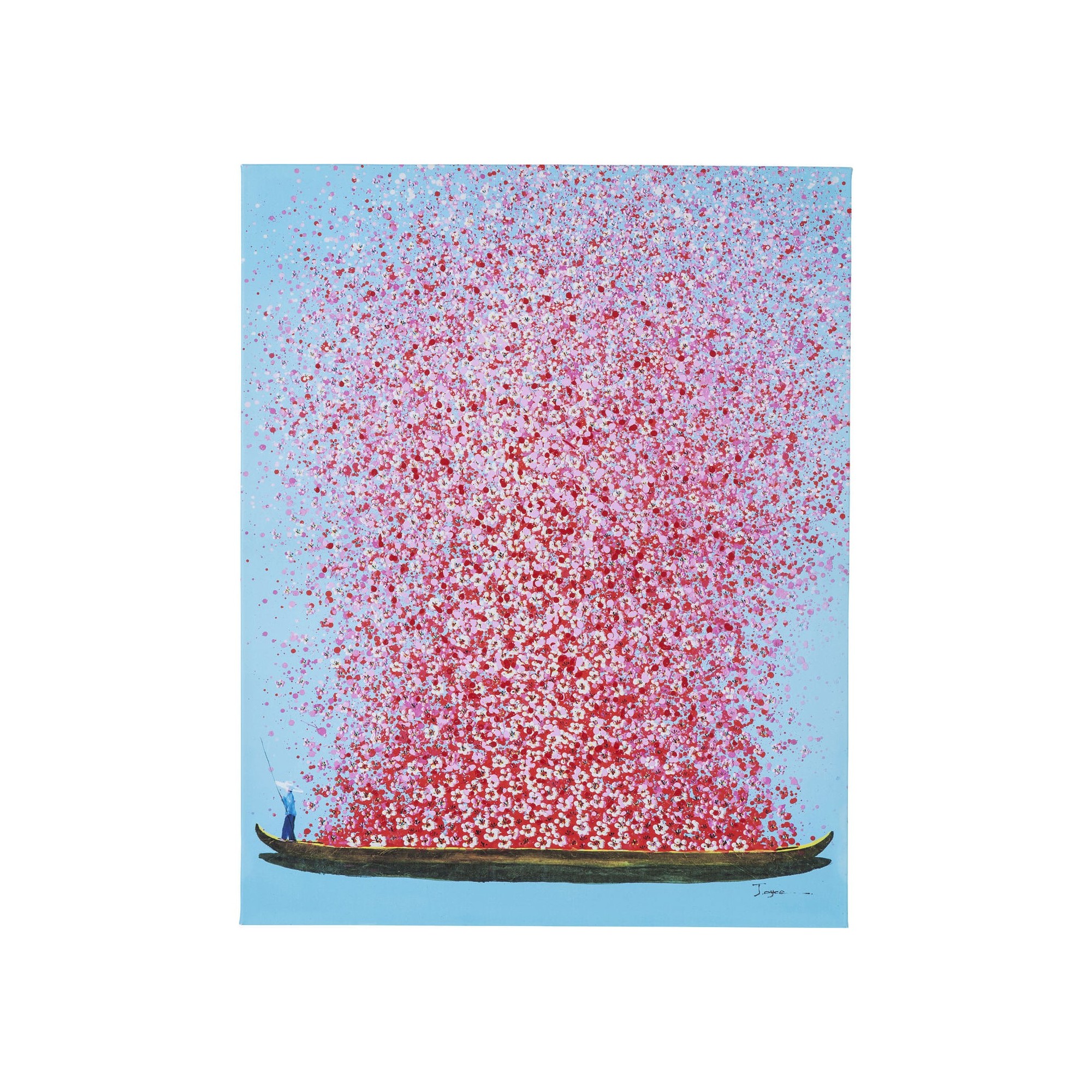 Schilderij Flower Boat 30x40cm blauw en roze Kare Design