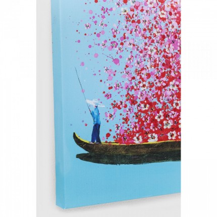 Schilderij Flower Boat 30x40cm blauw en roze Kare Design