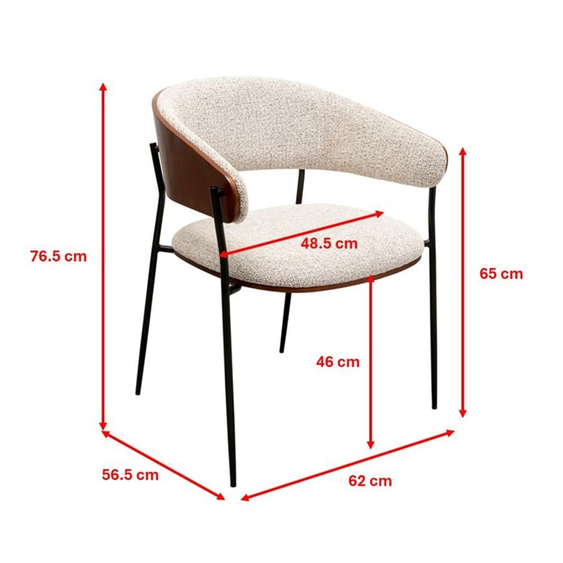 Stoel met armleuningen Cindy walnoot Kare Design