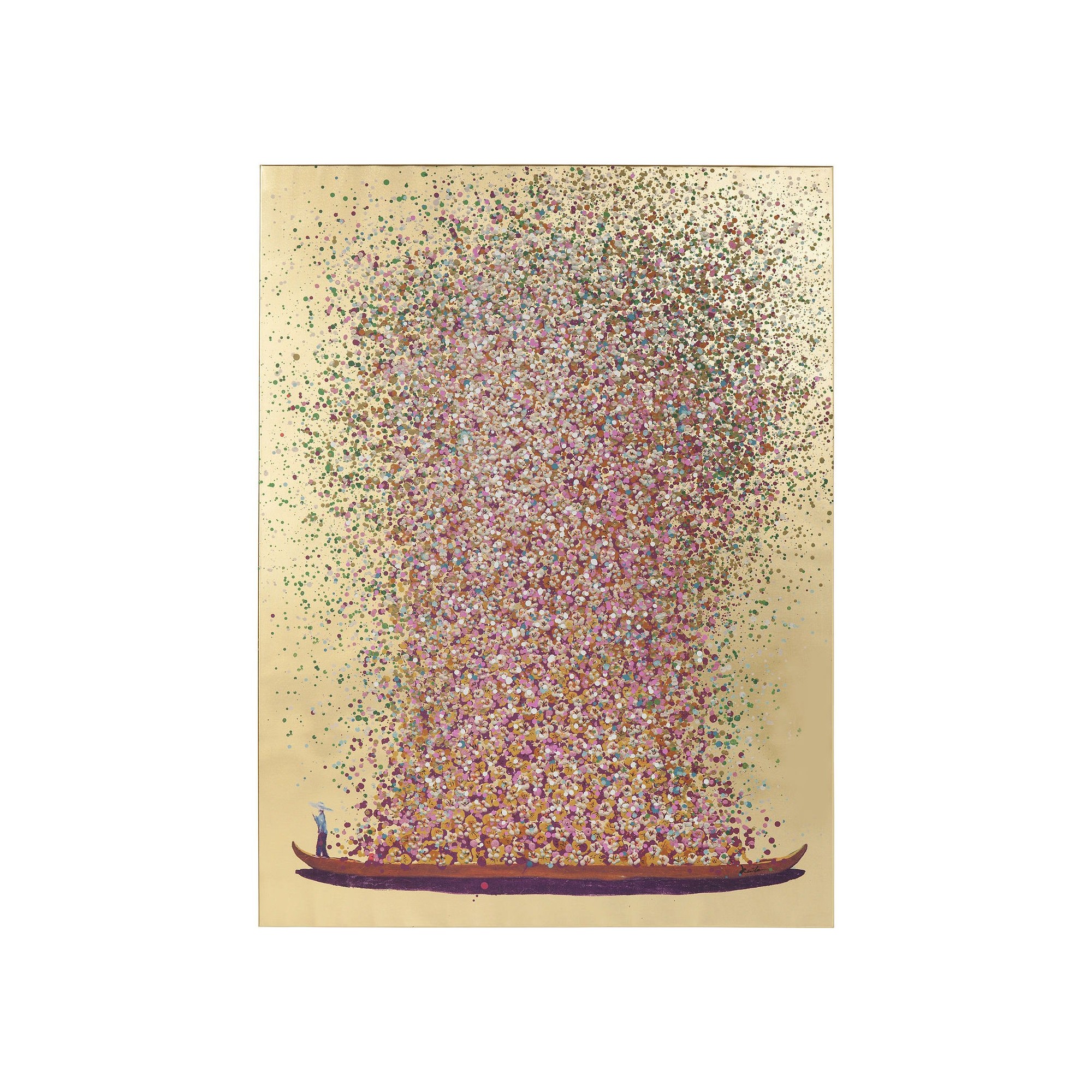 Schilderij Flower Boat 40x50cm goud en roze Kare Design